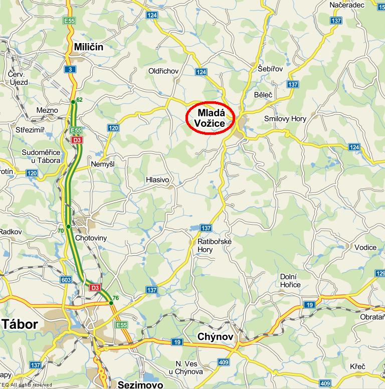 Mapa Mlad Voice - penzion Zlona